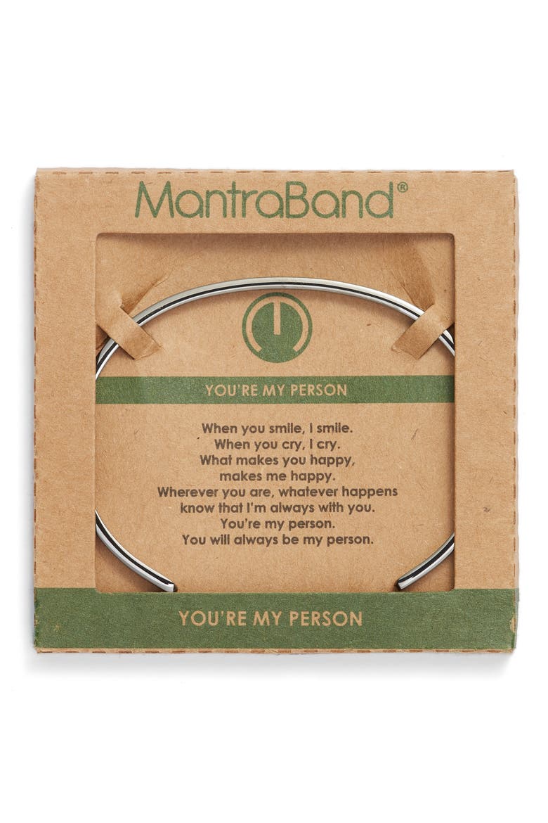 MantraBand You're My Person Cuff, Alternate, color, MOON GRAY