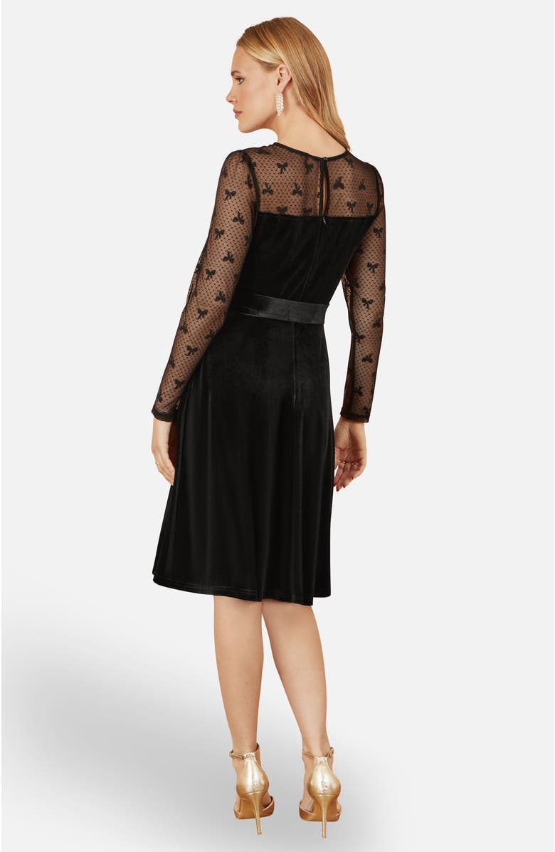 Yumi Velvet Skater Dress, Alternate, color, Black