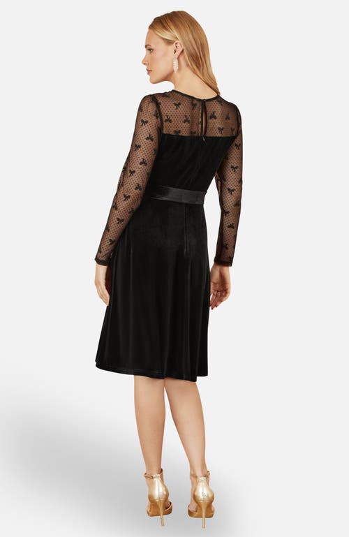 Yumi Velvet Skater Dress In Black