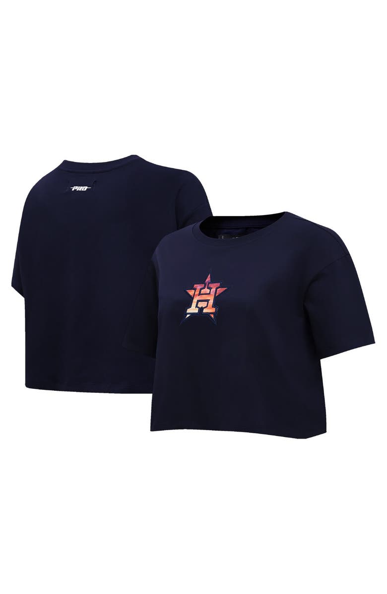 PRO STANDARD Women's Pro Standard Navy Houston Astros Painted Sky Boxy Cropped T-Shirt, Alternate, color, Navy