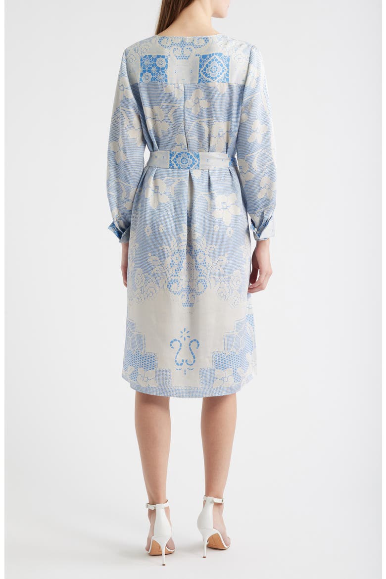 Michelle Print Tie Waist Long Sleeve Dress, Alternate, color, SKY BLUE MULTI