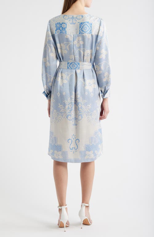 Kobi Halperin Michelle Print Tie Waist Long Sleeve Dress In Multi