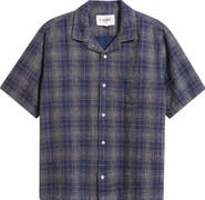 Corridor Wavy Plaid Short Sleeve Cotton & Linen Camp Shirt