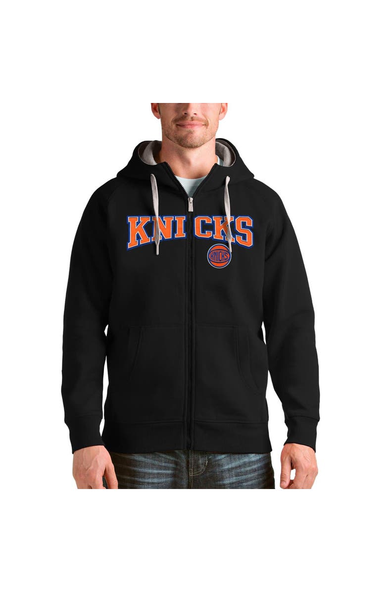 ANTIGUA Men's Antigua Black New York Knicks Team Victory Full-Zip Hoodie, Main, color, Black