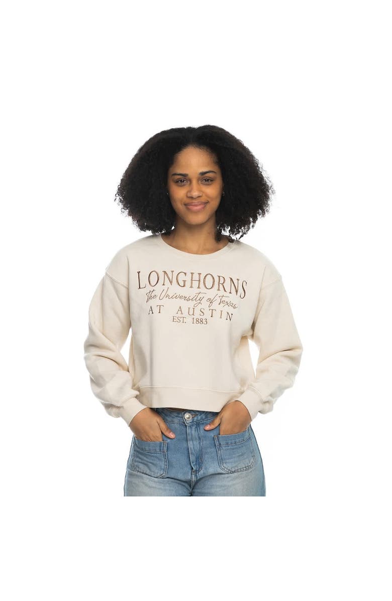 ZOOZATZ Women's ZooZatz Tan Texas Longhorns Cropped Crewneck Sweatshirt, Alternate, color, Tan