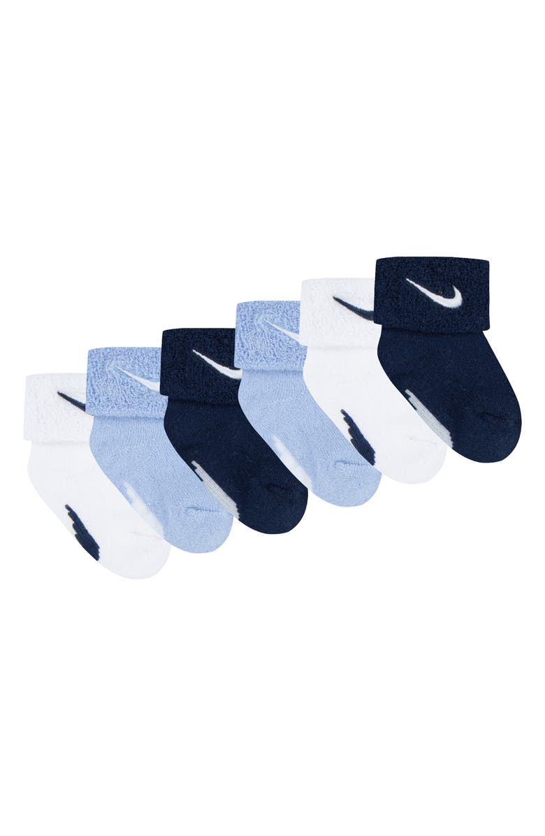 Nike 6-Pack Cuffed Terry Bootie Socks, Alternate, color, Cobalt Bliss