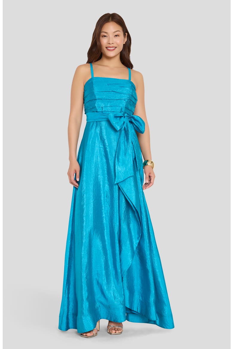 Ruched Metallic Sleeveless Gown, Alternate, color, BLUE JEWEL