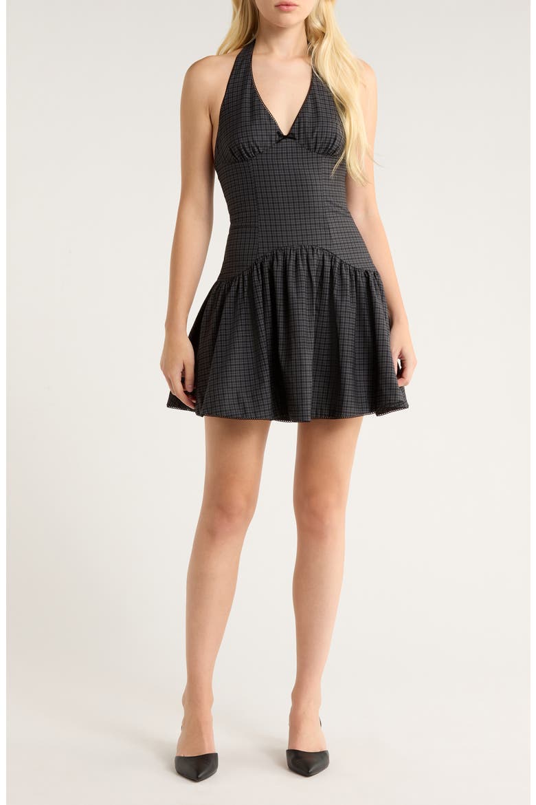 Ollie Sleeveless Halter Minidress, Main, color, BLACK