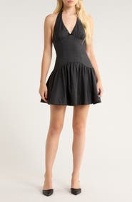 Nia Ollie Sleeveless Halter Minidress