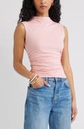 Open Edit Mock Neck Ruched Tank