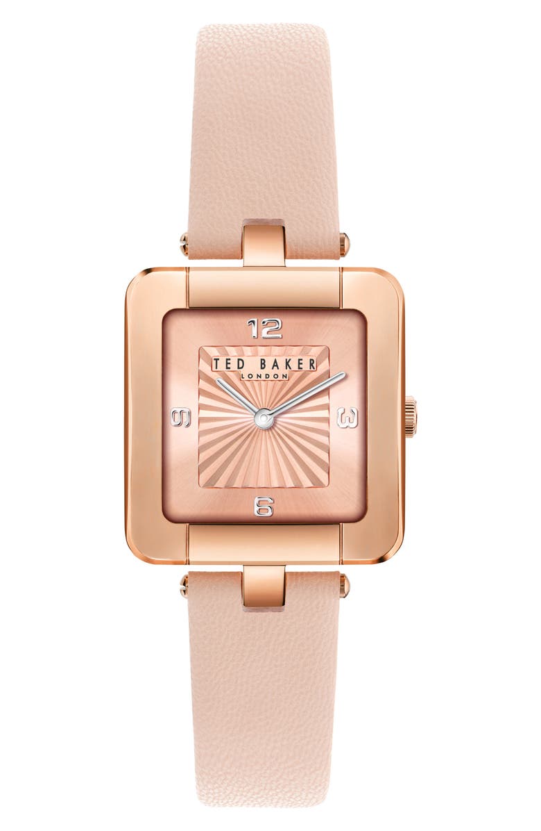Ted Baker Mayse Leather Strap Watch, 33mm, Main, color, Pink