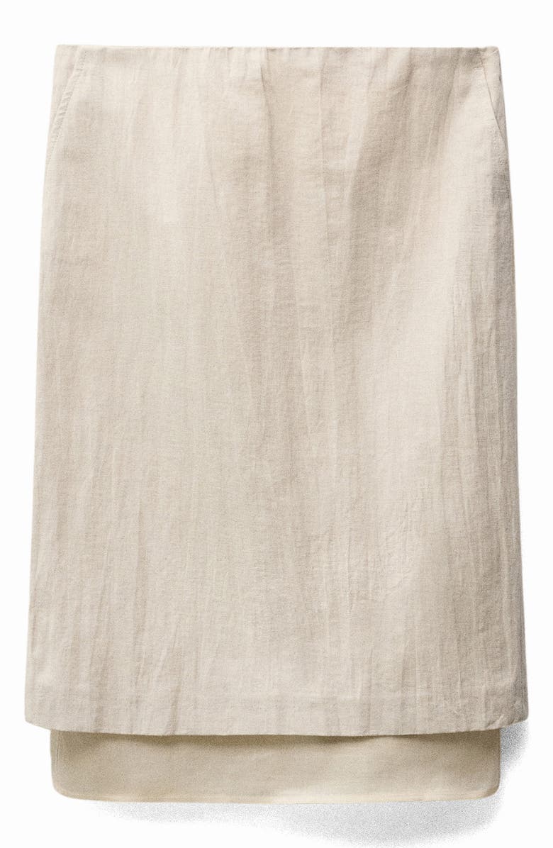 MANGO Layered Cotton & Linen Midi Skirt, Alternate, color, Light/ Pastel Grey