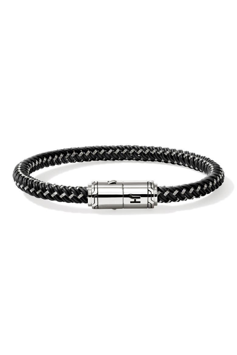 Cord Bracelet, Sterling Silver, Rubber, Main, color, SILVER/ BLACK