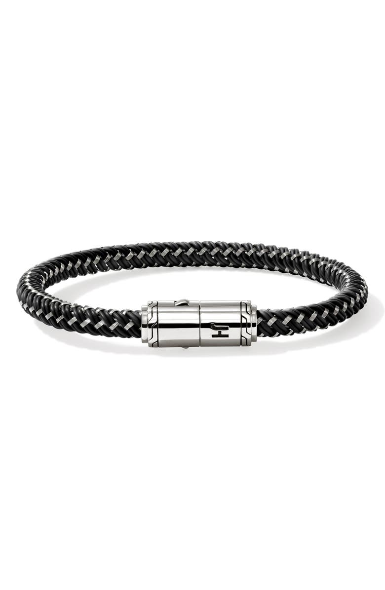 John Hardy Cord Bracelet, Sterling Silver, Rubber, Main, color, Silver/ Black