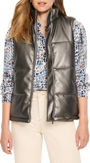 NIC+ZOE Metallic Faux Leather Puffer Vest