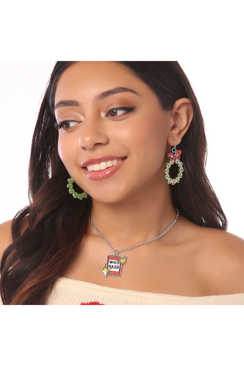 The Grinch Who Hash Necklace, 16"+3", Alternate, color, Red