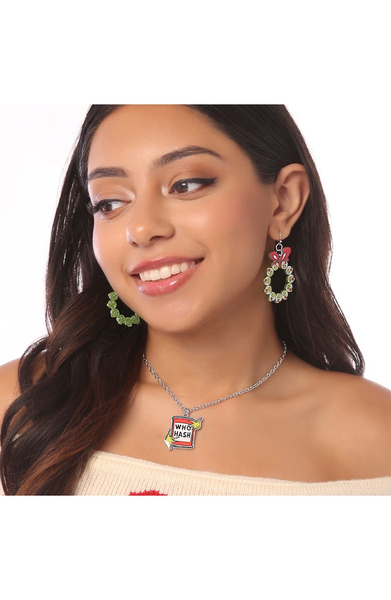 Dr. Seuss The Grinch Who Hash Necklace, 16"+3", Alternate, color, Red