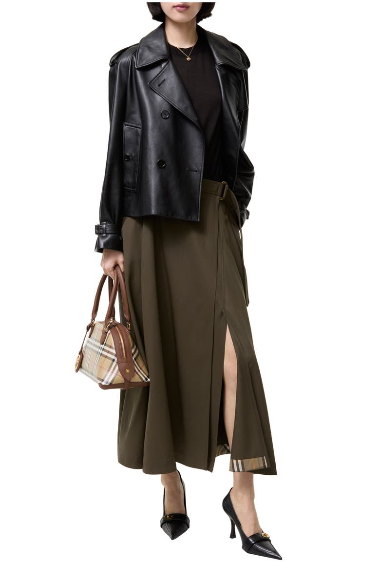 Burberry Wool Twill Midi Skirt, Main, color, Bright Caper