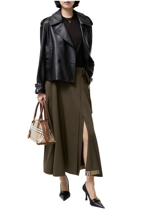 Wool Twill Midi Skirt