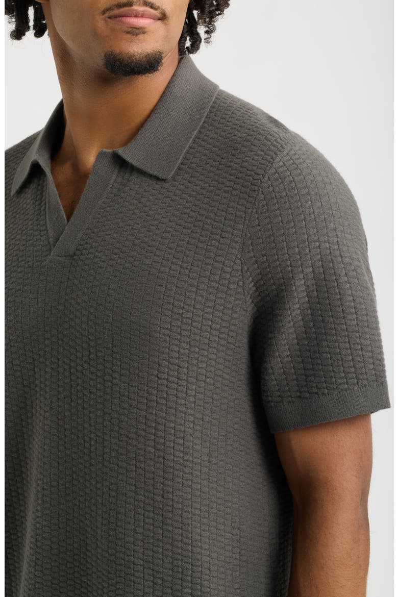 Johnny Collar Textured Polo Sweater, Alternate, color, GREY HARBOR