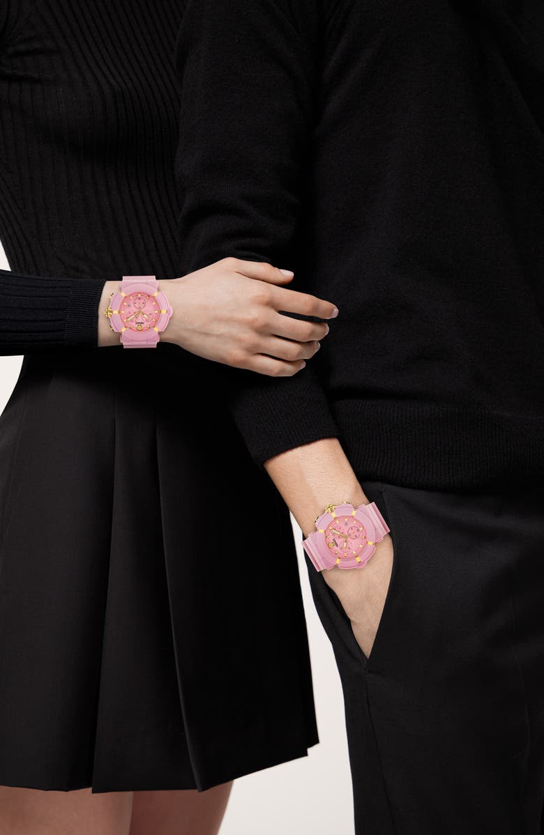 Versace Real Active Chronograph Bracelet Watch, 45mm, Alternate, color, Pink Ecoceramic