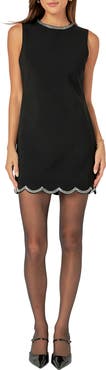 English Factory Rhinestone Scallop Sleeveless Minidress