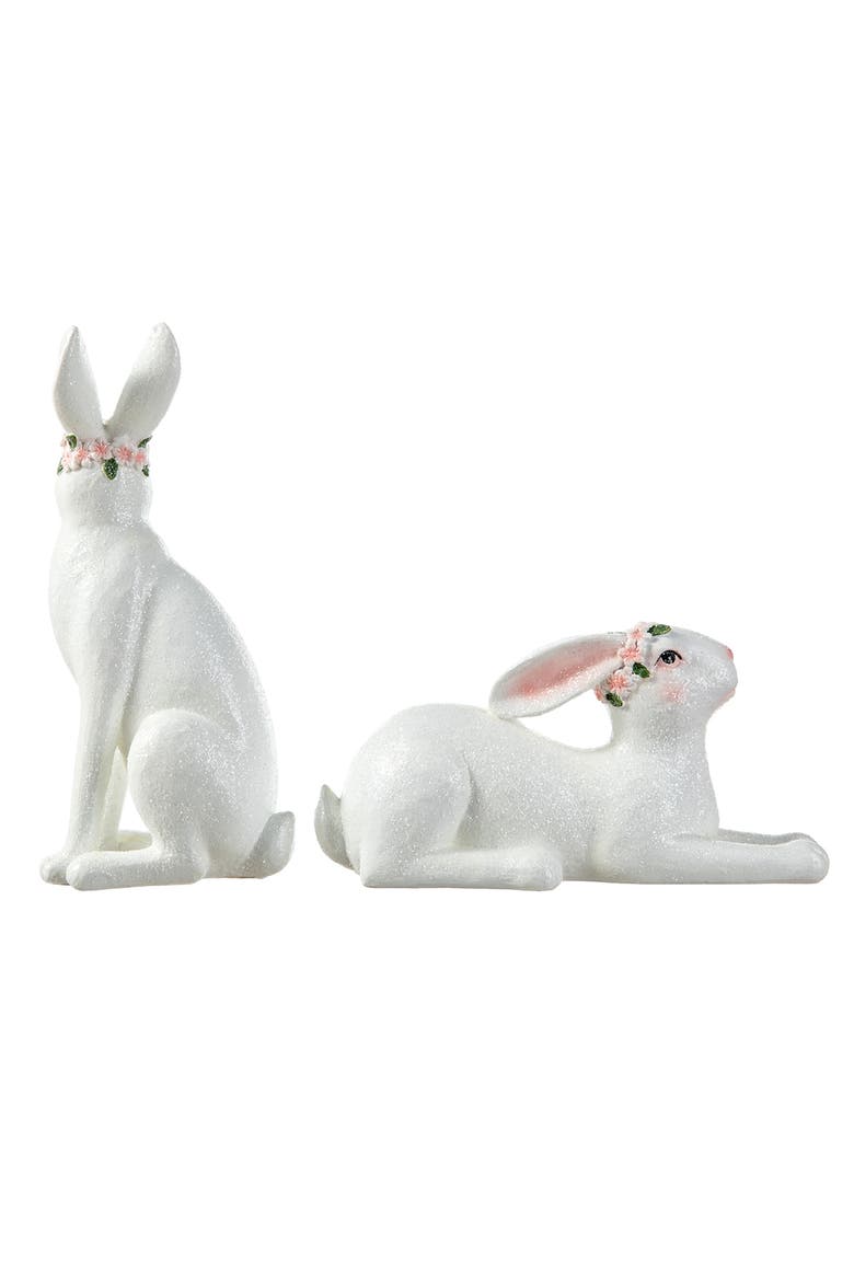 Set of 2 Easter Resin Bunny Table Decor, Alternate, color, White