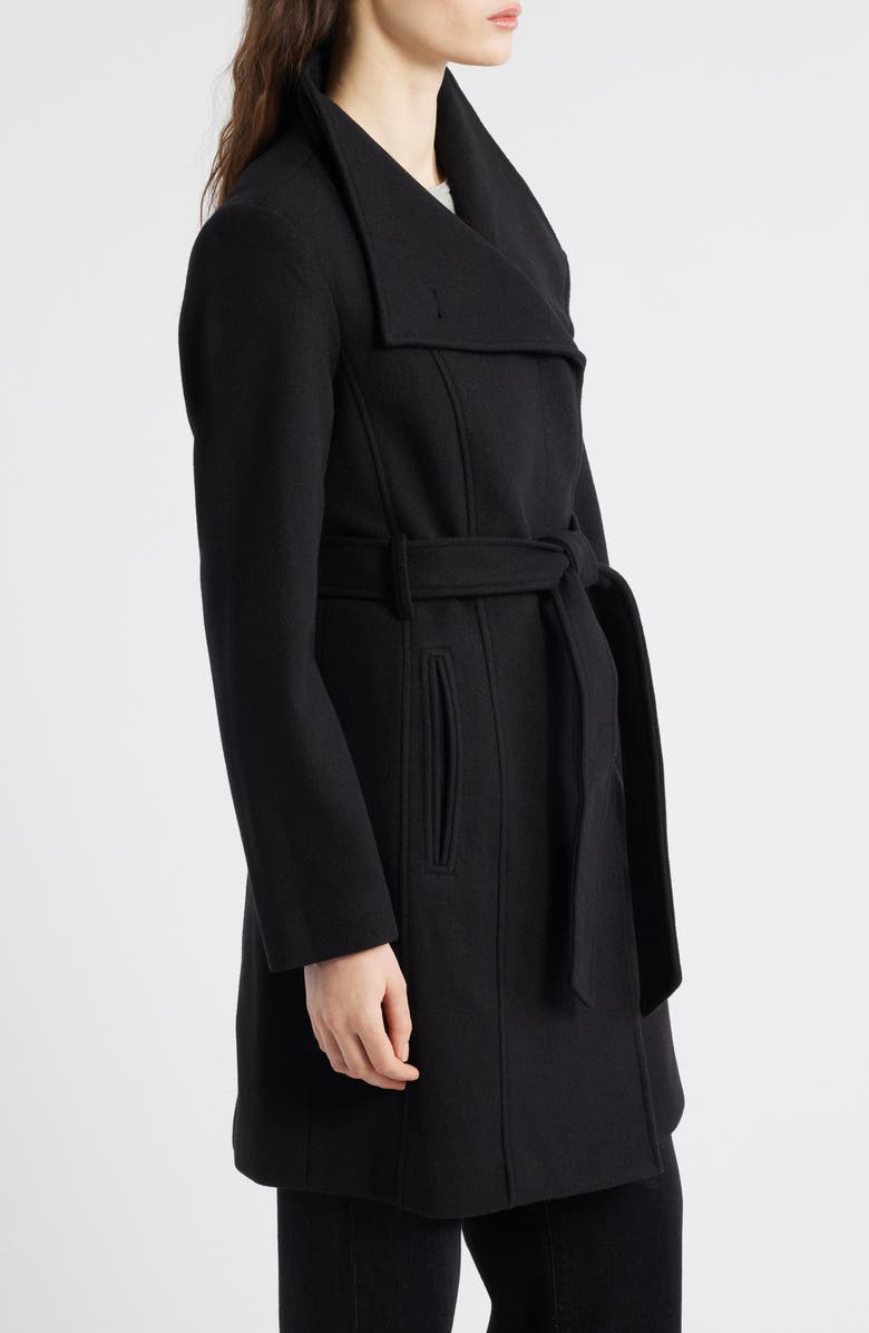 Michael Kors Belted Coat with Oversize Collar, Alternate, color, Black