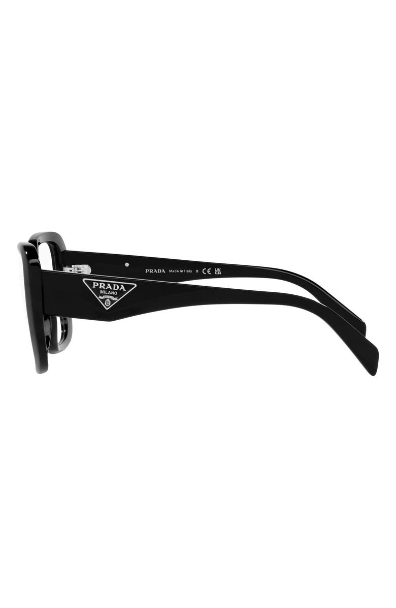 Prada 53mm Square Optical Glasses, Alternate, color, Black