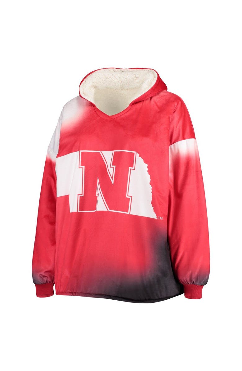 FOCO Scarlet/White Nebraska Huskers Sherpa Big Logo Gradient Reversible Hoodeez, Alternate, color, 