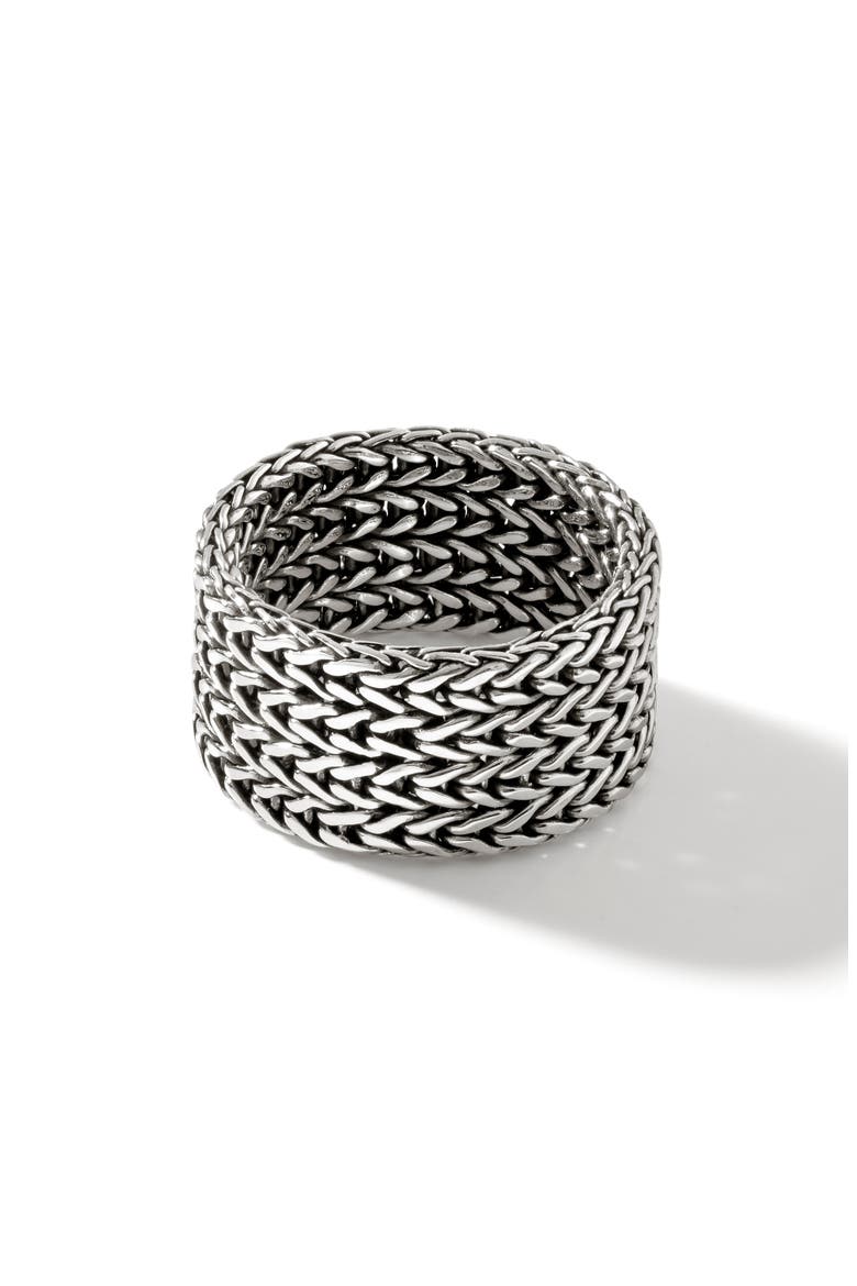 Rata Chain Wide Band Ring, 12mm, Alternate, color, SILVER