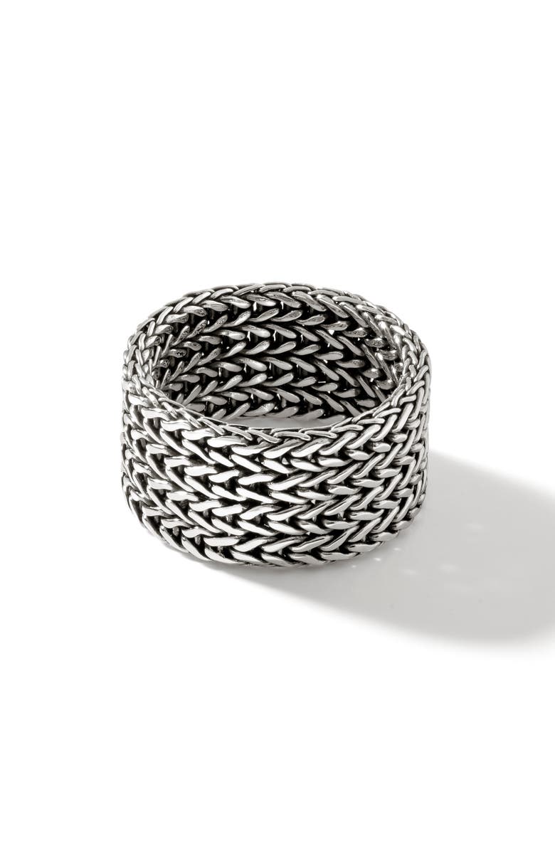 John Hardy Rata Chain Wide Band Ring, 12mm, Alternate, color, Silver