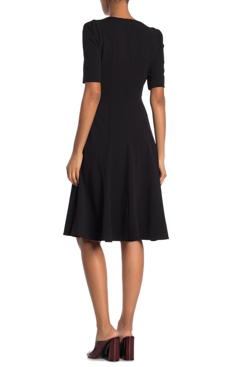 V-Neck Stretch Crepe Dress, Alternate, color, BLACK