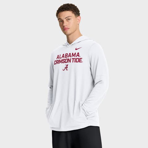 Men's Nike White Alabama Crimson Tide 2025 Sideline Performance Long Sleeve Hoodie T-Shirt