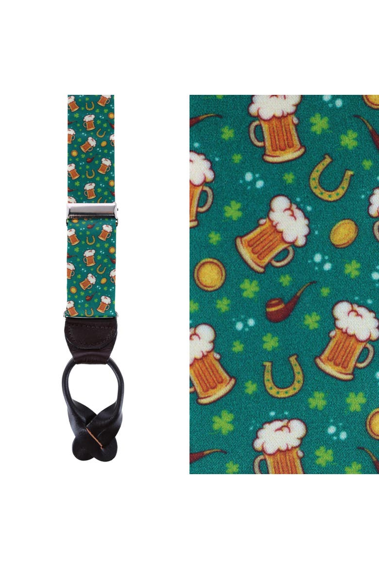 Cheers to St. Patrick's Day Silk Button End Suspenders, Main, color, Multiple