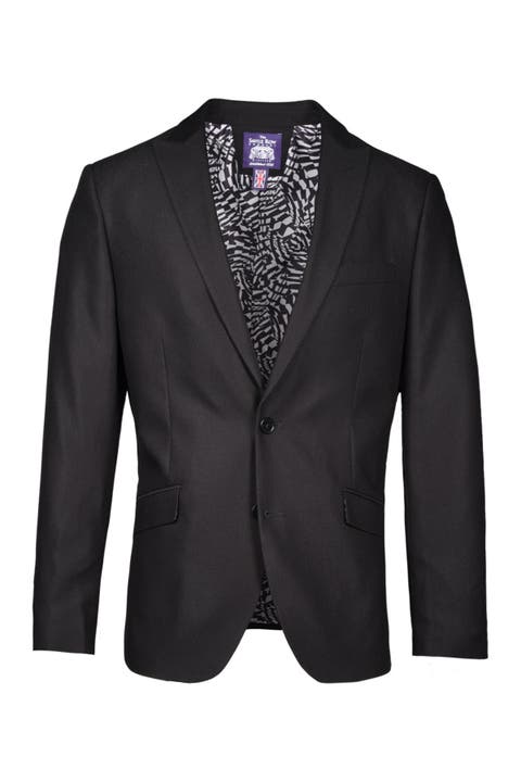 Slim Fit Peak Lapel Micro Check Blazer