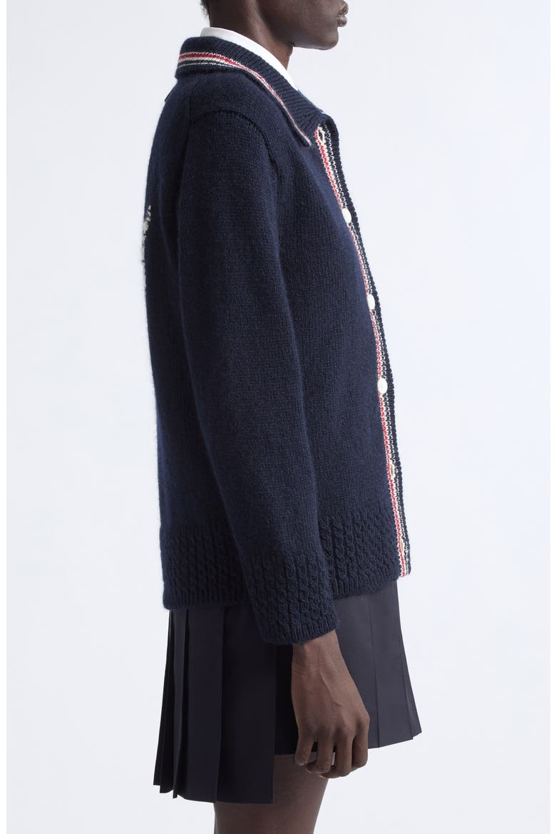 Hector Icon Intarsia Wool & Mohair Cardigan, Alternate, color, NAVY