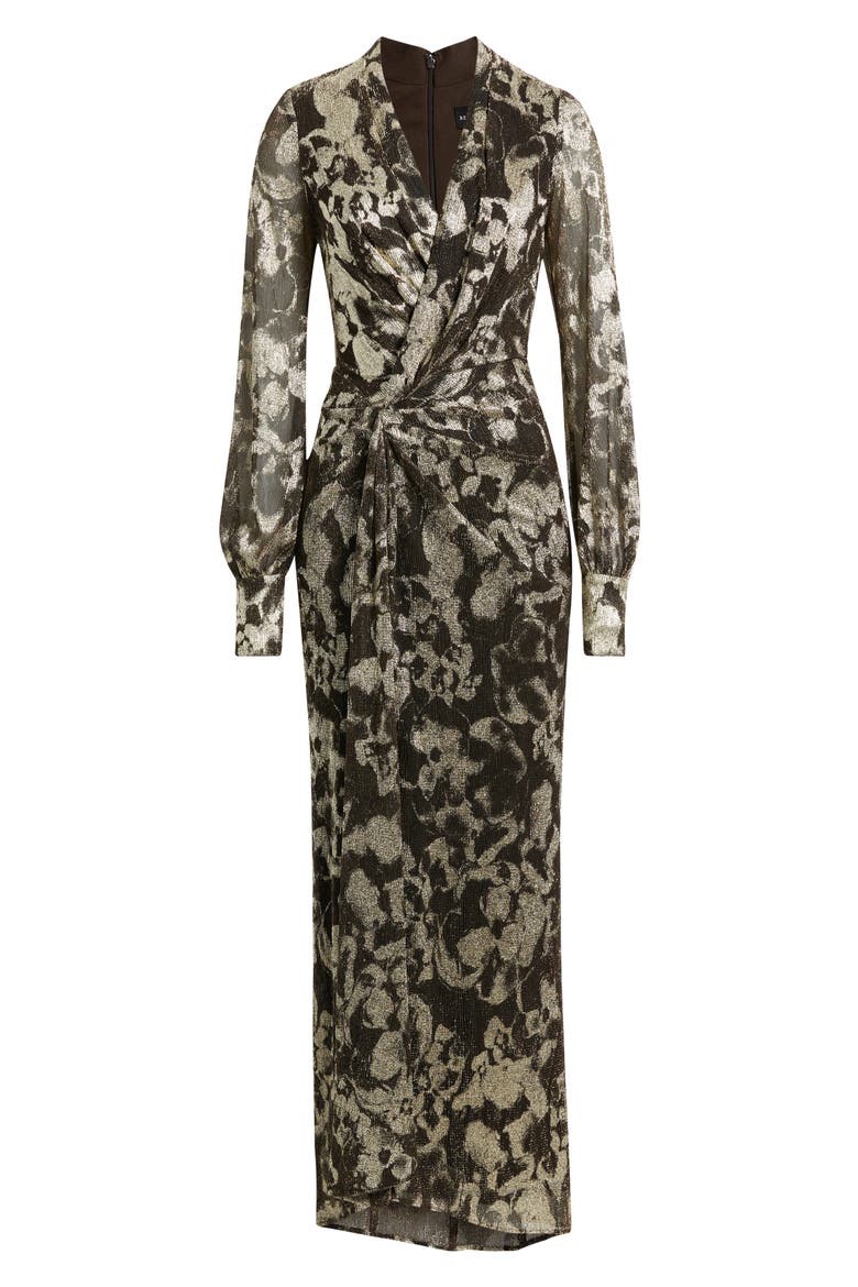 V-Neck Crinkle Metallic Floral Dress video
