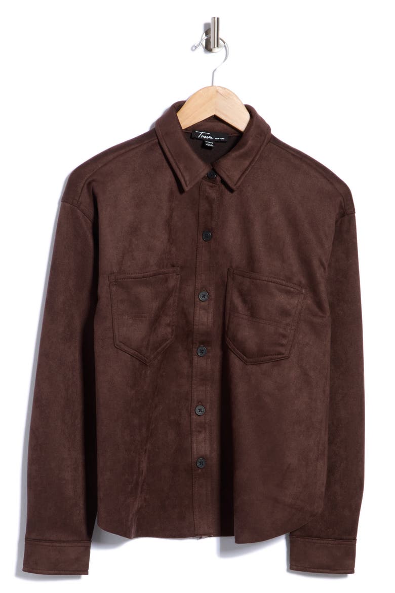 Faux Suede Shirtjacket, Alternate, color, JAVA