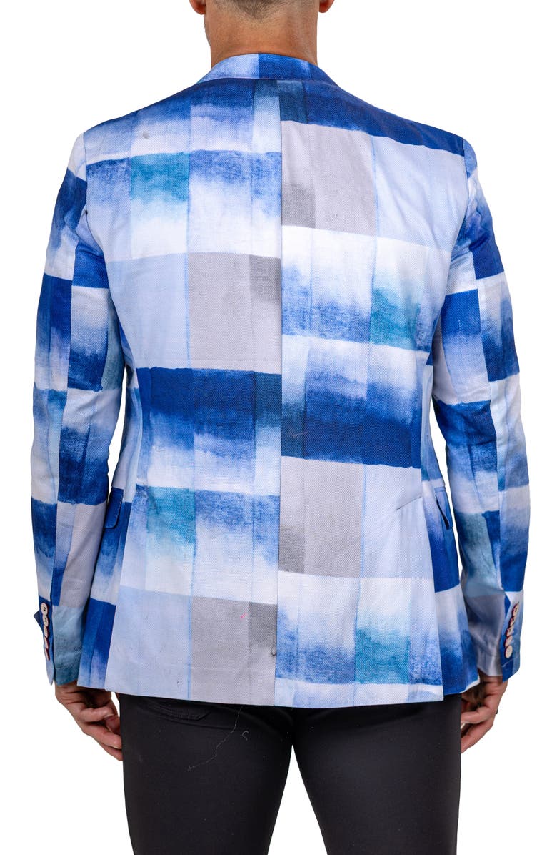 Maceoo Unconstructed Marthyr021 Blue Cotton Patchwork Blazer, Alternate, color, Blue