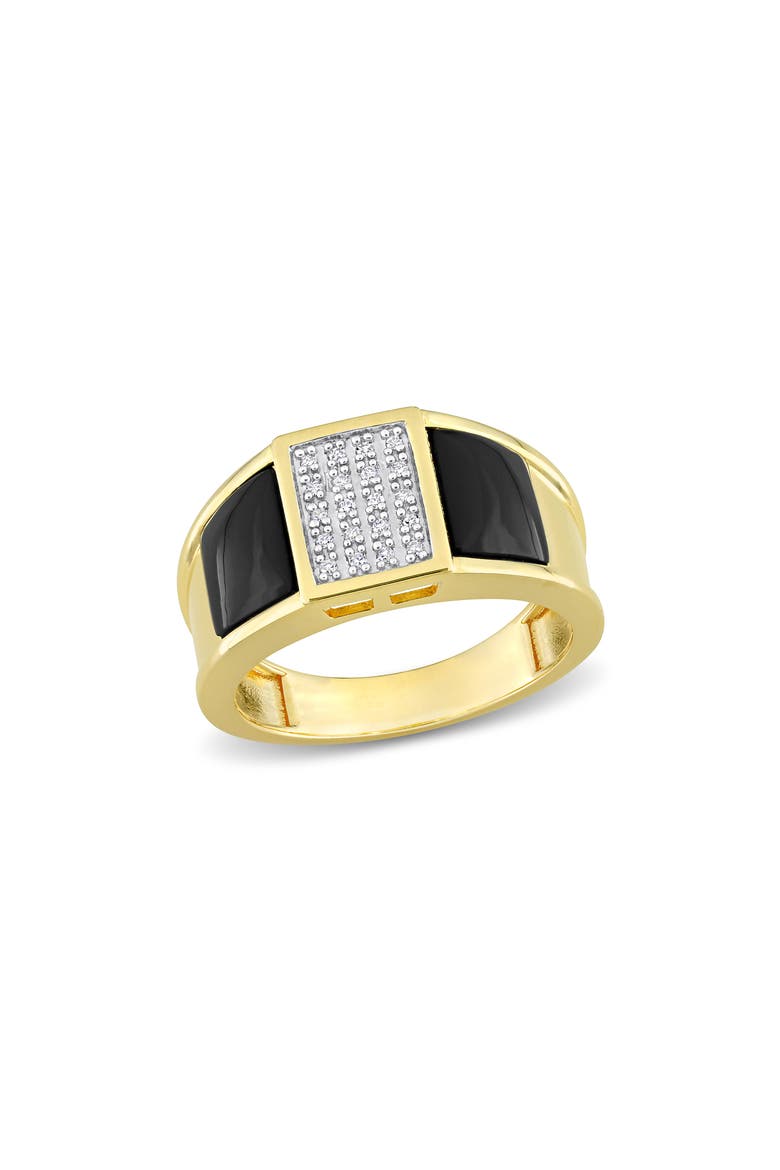 Men's Black Onyx & Diamond Square Ring, Main, color, BLACK
