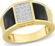 DELMAR Men's Black Onyx & Diamond Square Ring
