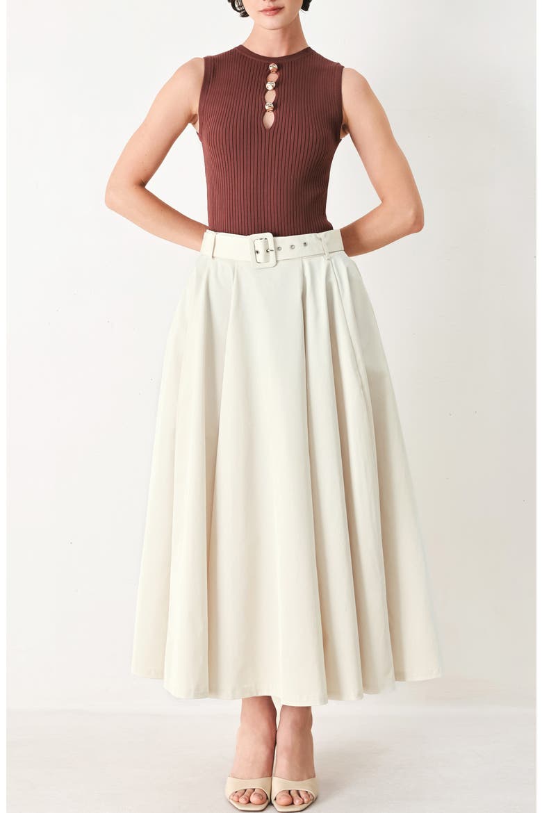 Circle Midi Skirt, Alternate, color, ECRU
