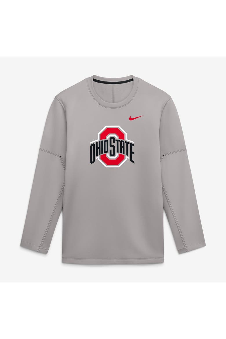 Men's Nike Gray Ohio State Buckeyes 2026 Sideline Coaches Therma-FIT Long Sleeve Top, Main, color, Gray