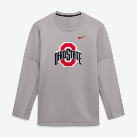 Men's Nike Gray Ohio State Buckeyes 2026 Sideline Coaches Therma-FIT Long Sleeve Top