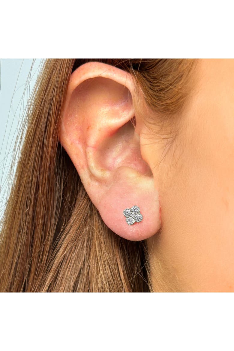 Large Diamond Clover Stud Earrings, Alternate, color, White Gold