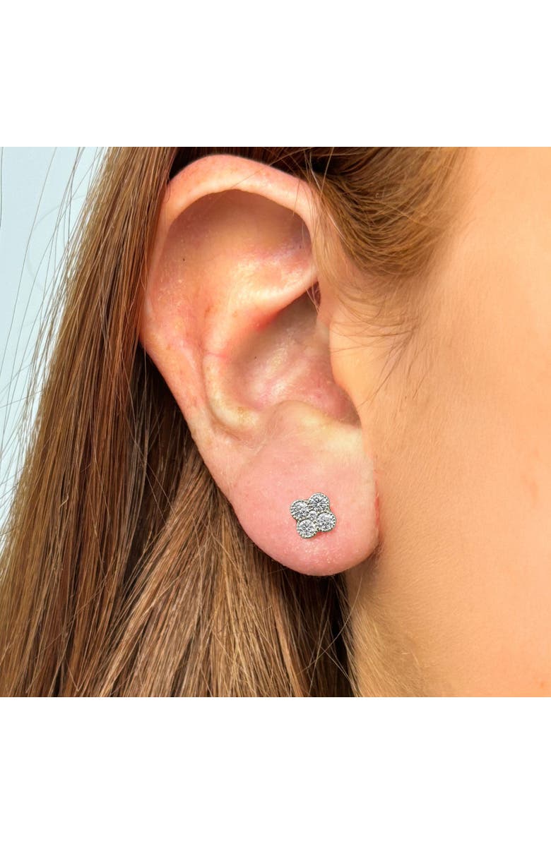 The Lovery Fine Jewelry Large Diamond Clover Stud Earrings, Alternate, color, White Gold
