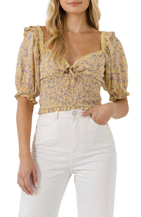 Floral Lace Smocked Top