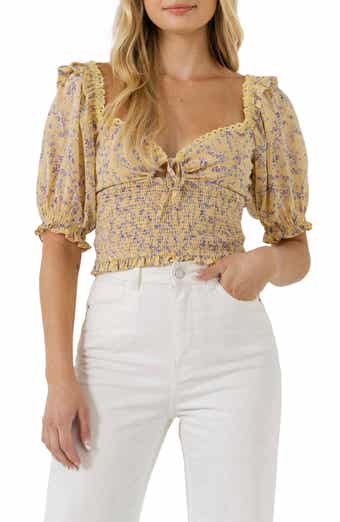 Floral Lace Smocked Top