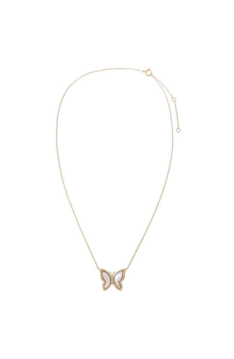 BY ADINA EDEN Pave Diamond Outline Stone Butterfly Necklace 14K, Alternate, color,